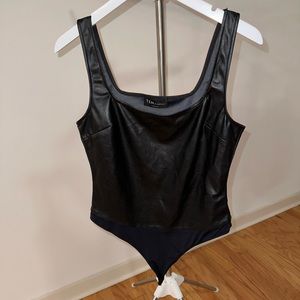 Aritzia Babaton lure black leather bodysuit
